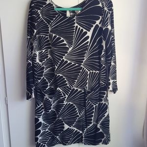 J Crew black and white patterned dress, POCKETS